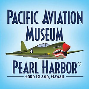 Pacific Aviation Museum Pearl Harbor logo featuring a WWII fighter plane, preserving aviation history at Ford Island, Hawaii. Pacific Air Cargo honors aviation heritage and supports the museum's mission.