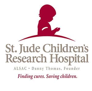 St. Jude Children's Research Hospital logo, dedicated to finding cures and saving children. Pacific Air Cargo proudly supports the mission of St. Jude in advancing pediatric research and care.