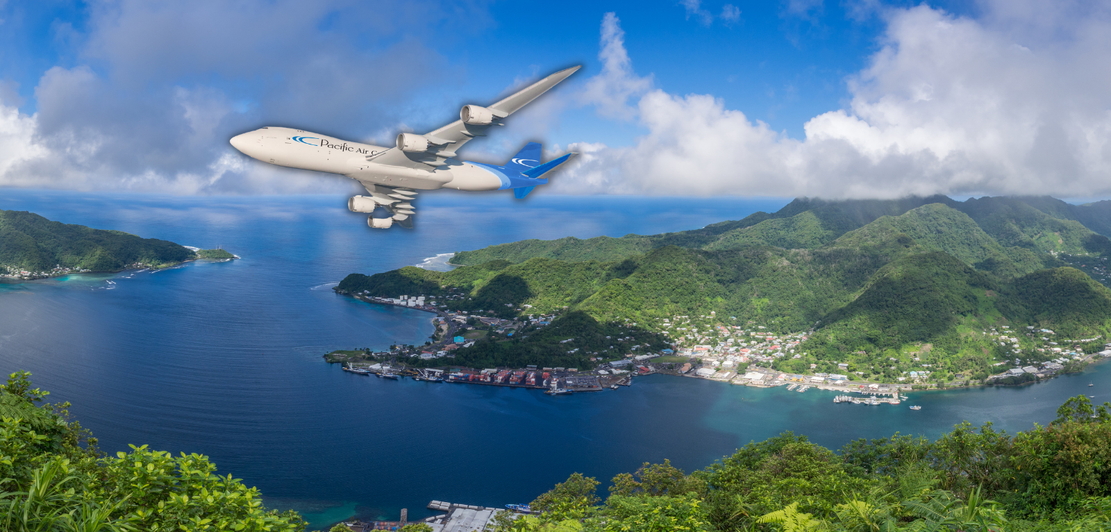 PAC Plane Flying Over Pago Pago
